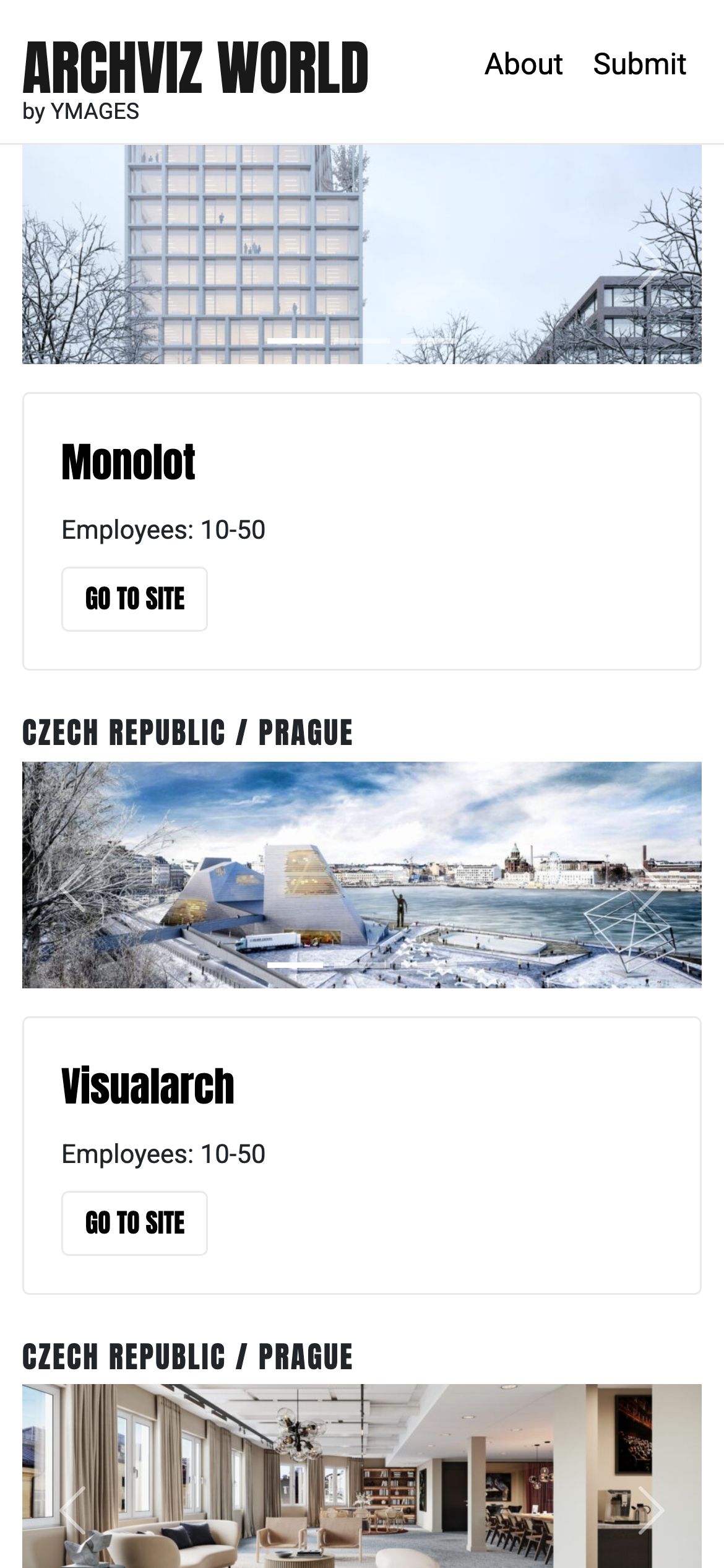 Archviz World — mobile screen 2
