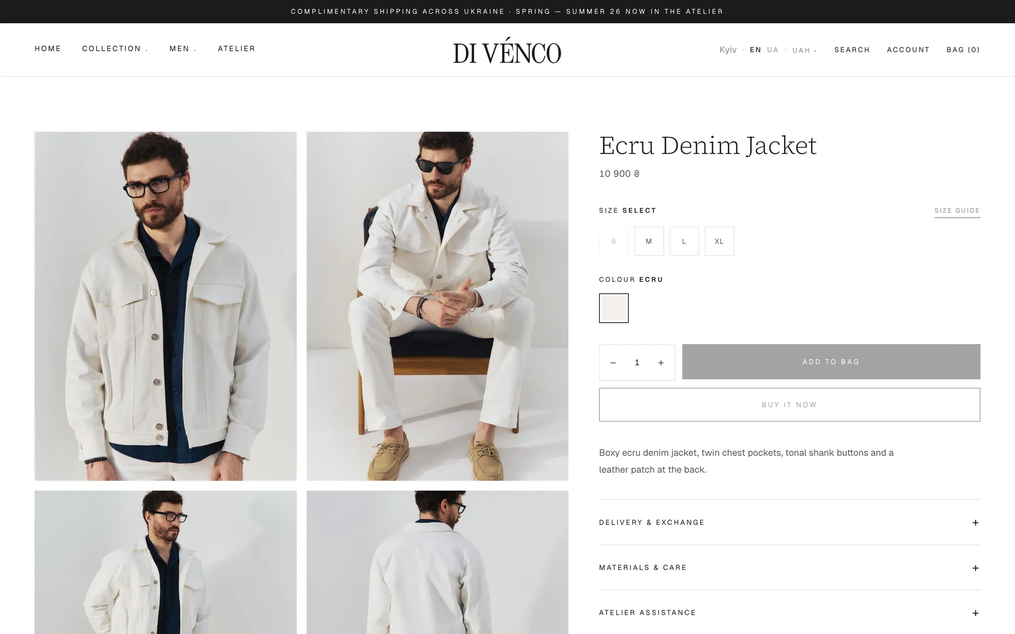 Divenco — a product page with variations