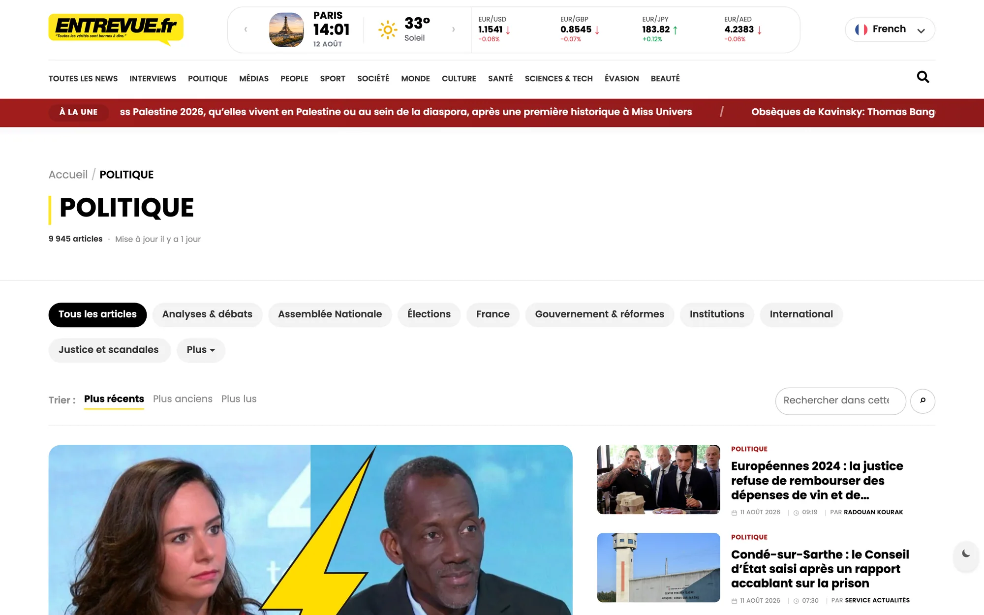 Entrevue — the Politique section