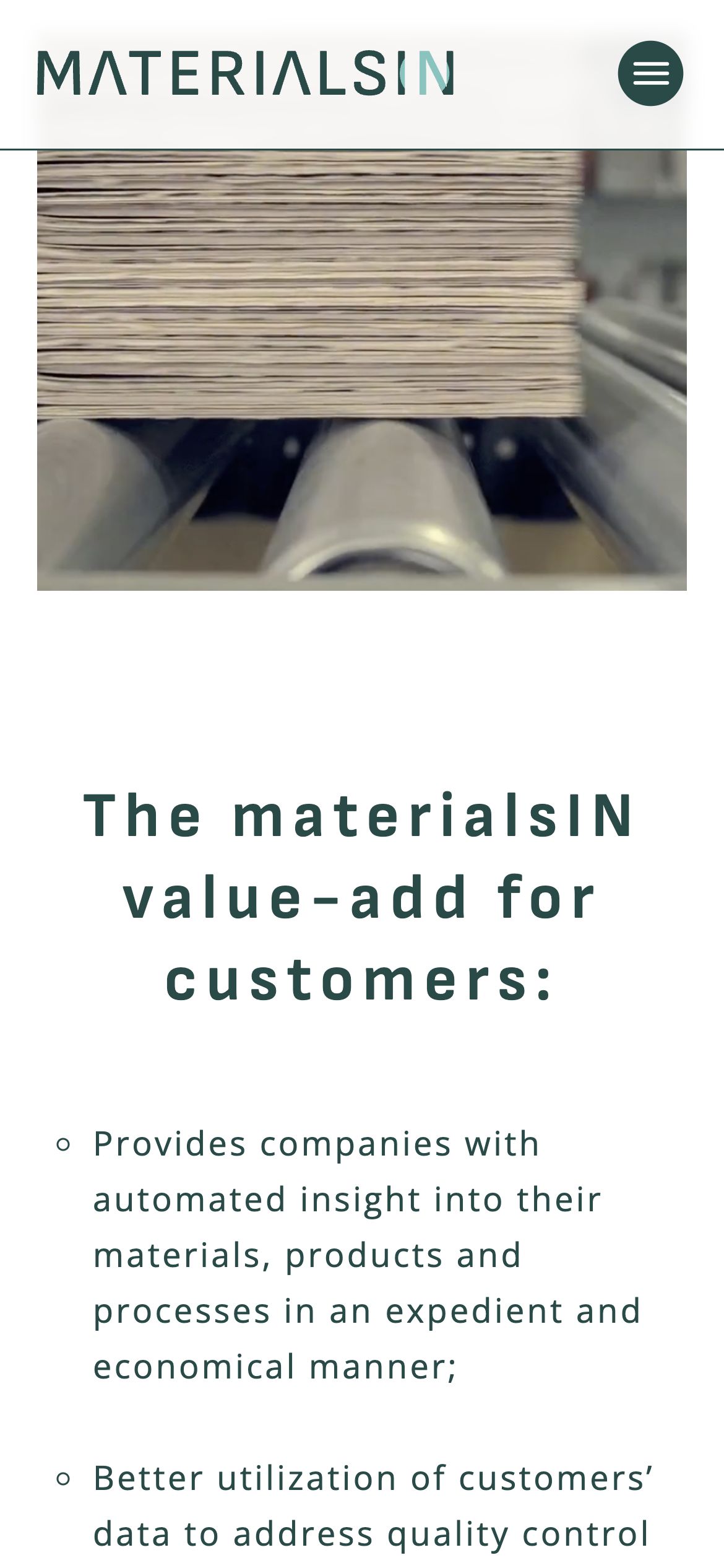 Materials In — mobile screen 2